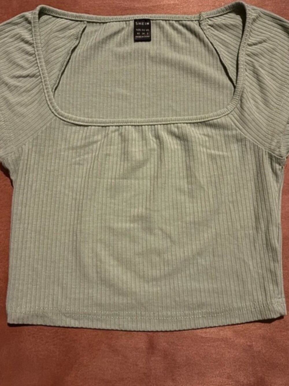 SHEIN Sage Ribbed Crop Top